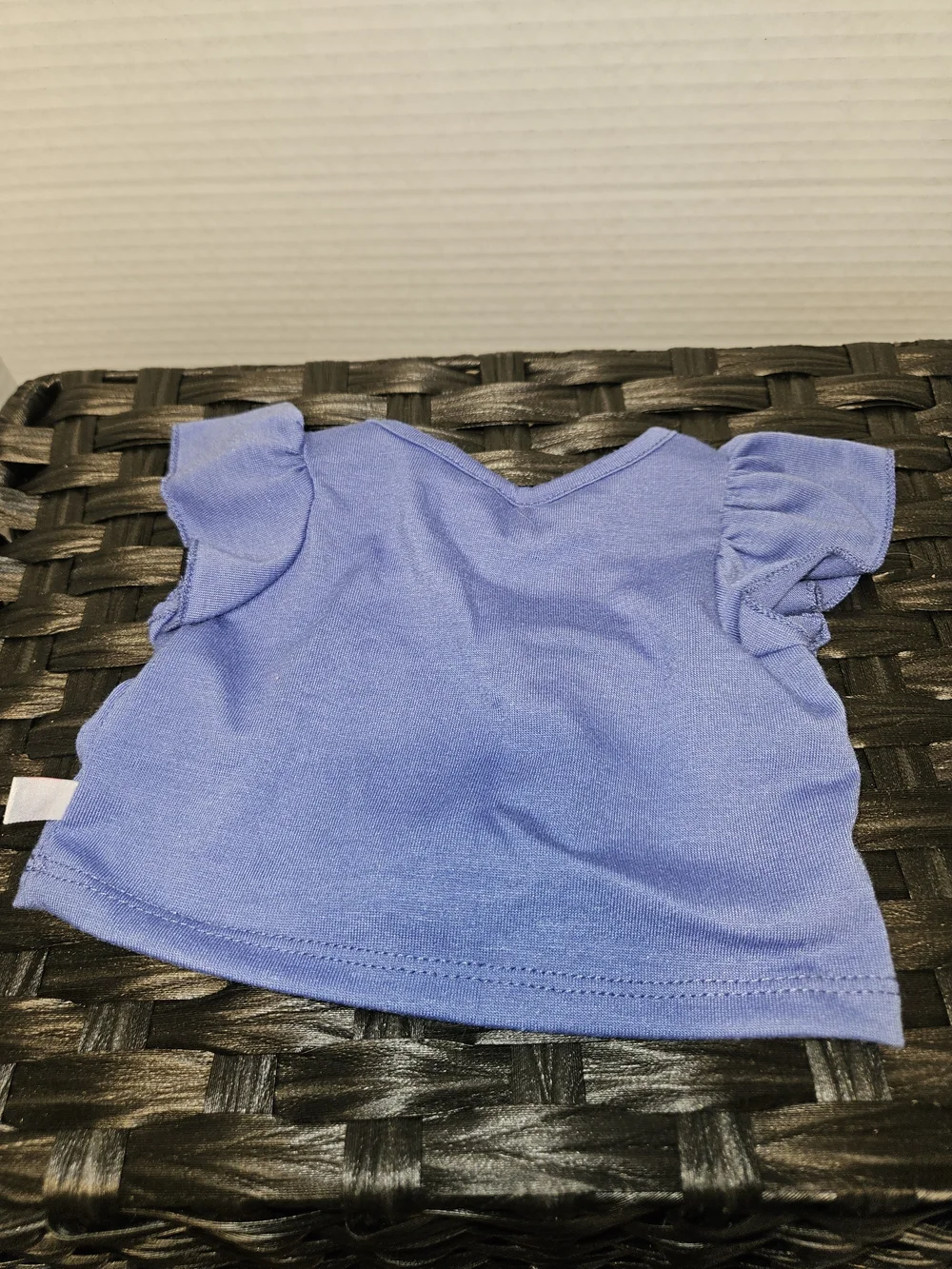 Build-A-Bear Blue Flutter Sleeve Tee with Pink Sequin Flower